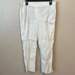 J.Jill White Linen Blend Pull-On Stretchy Pant Size Medium Tall